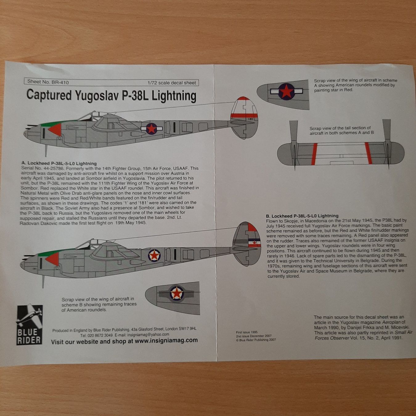 Lockheed Modellbausätze & Standmodelle: D 40 ... Lockheed P-38 L Lightning ... Jugoslawien Decal – Neu (gemäss Beschreibung) aus Bonstetten von Benibanny59