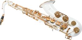 Tenor Saxophon Weiss + Gold mit Koffer, Mundstück + Blättche