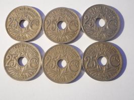 France - 6  x  25 centimes - 1921/22/25/29/32/33