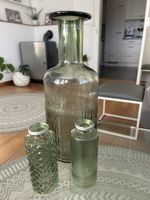 3er Set Vasen, Vintage Glasdesign