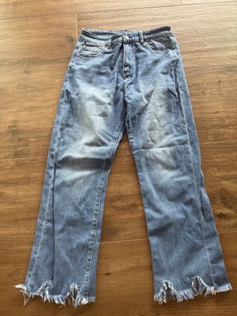 Distressed Hem Jeans, Size M