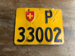 Nummernschild PTT Post Mofa ausrangiert P 33002