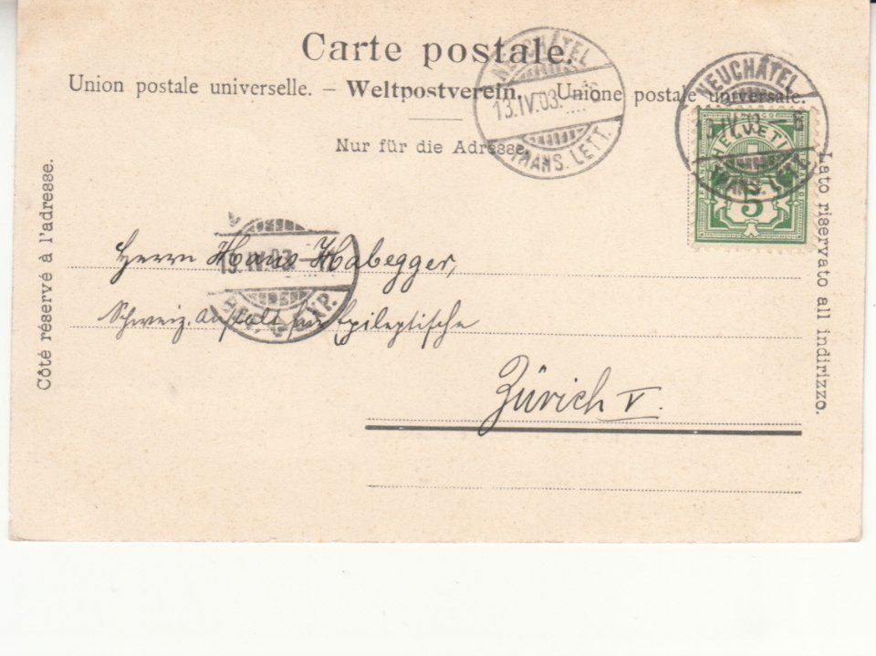 Cartoline postali: Neuchâtel 1903 – Usato da Bürglen TG venduto da StampGraf 1