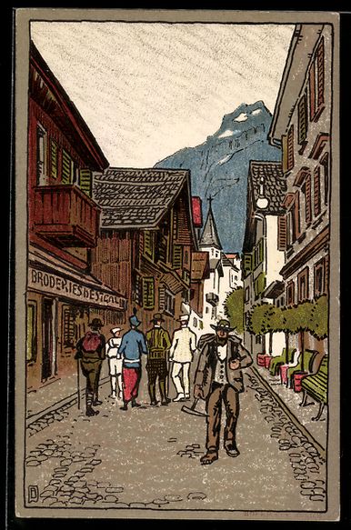 Ansichtskarten: Engelberg, Strassenpartie mit Kirche und – Gebraucht aus Berlin von bartko-reher