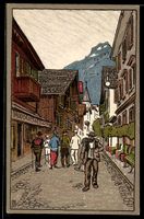 Engelberg, Strassenpartie mit Kirche und