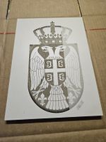 Serbien Wappen gelasert auf Holz, Grösse 26,50 x 19 cm