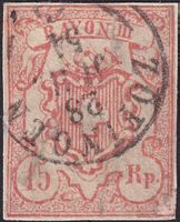 Rayon III, Nr.20 mit Orts-Stempel ZOFINGEN: 28.JUILLET.1854