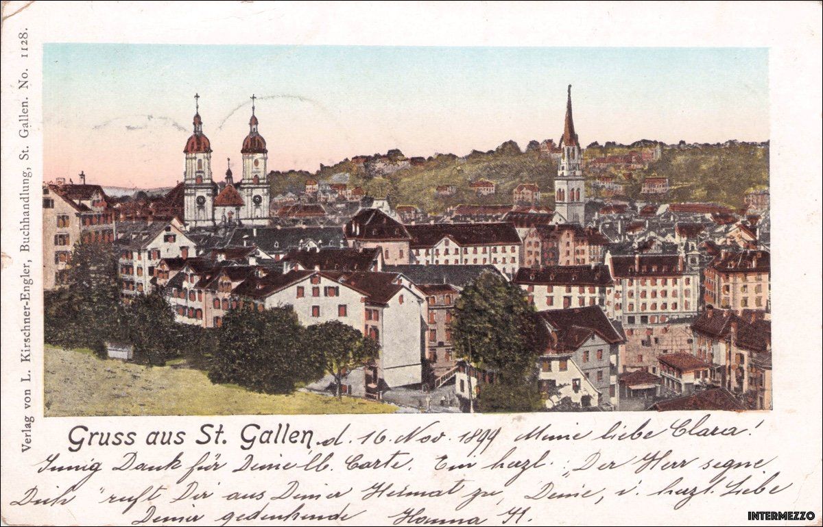 Ansichtskarten: St. Gallen // 1899 Litho Stadt – Gebraucht aus Basel von intermezzo12
