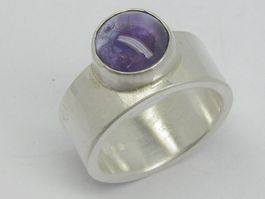 spezieller Ring Silber 999 Einzelstück Amethyst Gr.57