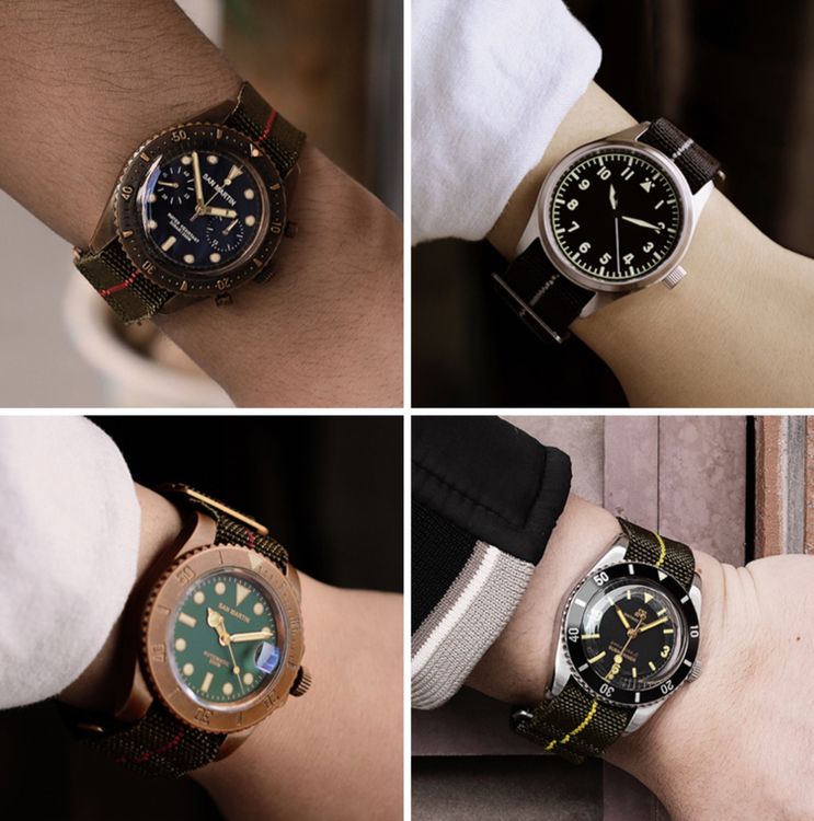 Cinturino Elastico In Nylon Marine Nationale Francese 20/22mm - Wrist Envy Nero