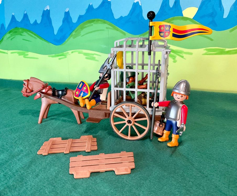 Playmobil Ritter Gefängniswagen Gefängnis Kutsche Fuhrwerk (Gebraucht ...
