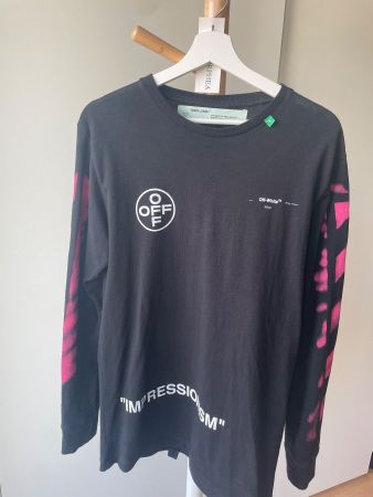 Off-White Longsleeve, Schwarz/Pink, Gr. M