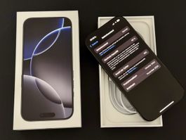 Apple iPhone 16 Pro 128 GB Titan Schwarz – neuwertig – OVP –