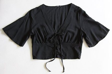 TEZENIS | Crop Top Sommerbluse S | Tie Up Design Bindebändel