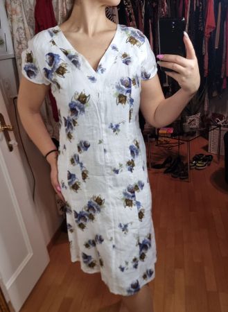 PUNT ROMA Sommerkleid Blumenmuster Leinen Gr. 42