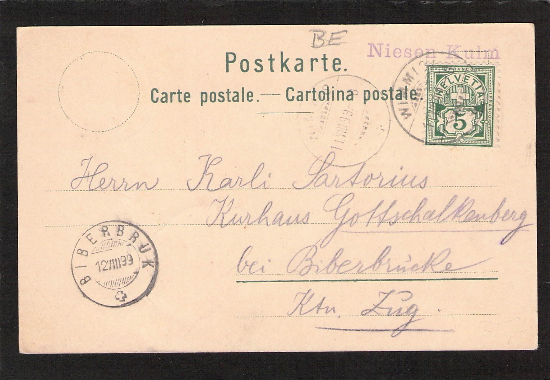 Cartoline postali: #Niesen Kulm Stabstempel , gel. 1899 – Usato da Reichenburg venduto da Pipo-67 1