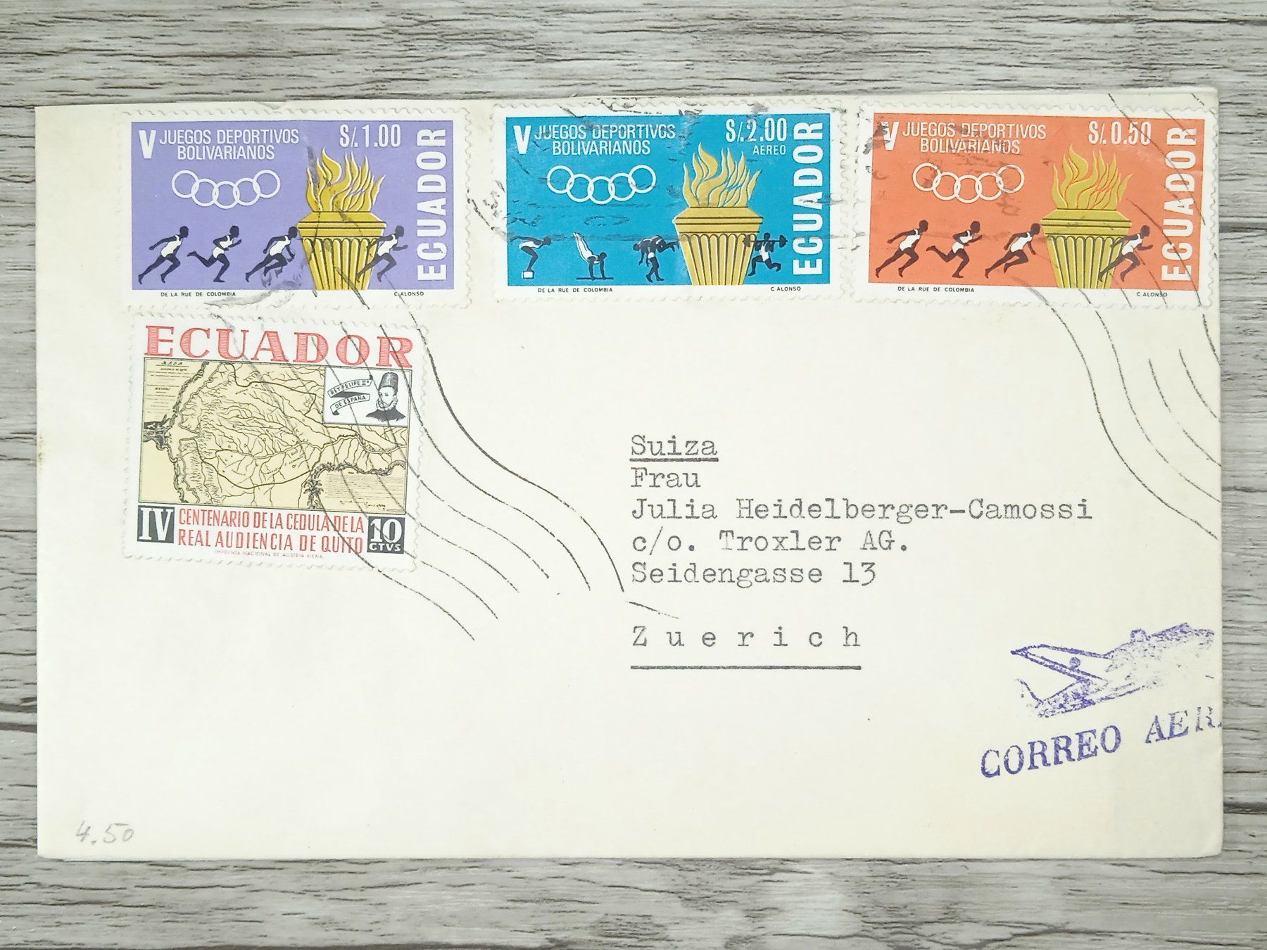 Tutti i francobolli: TR15 Enveloppe + Timbre Ecuador 19xx – Usato da Cousset venduto da Patrick_Collections