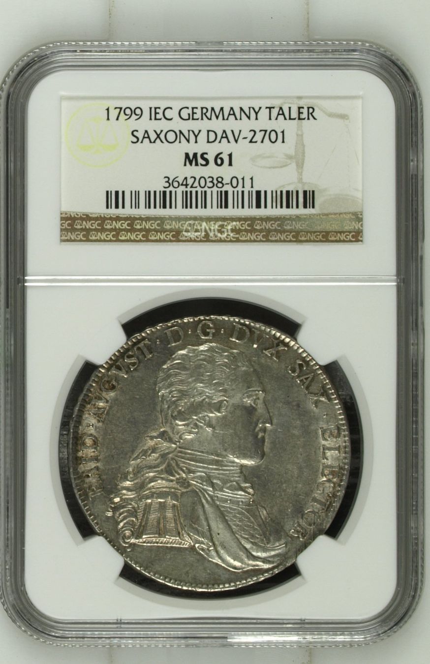 Alle Münzen: TOP MS61 Thaler Saxe Dresde 1799 Friedrich August III – Gebraucht aus Meyrin von menelaos77