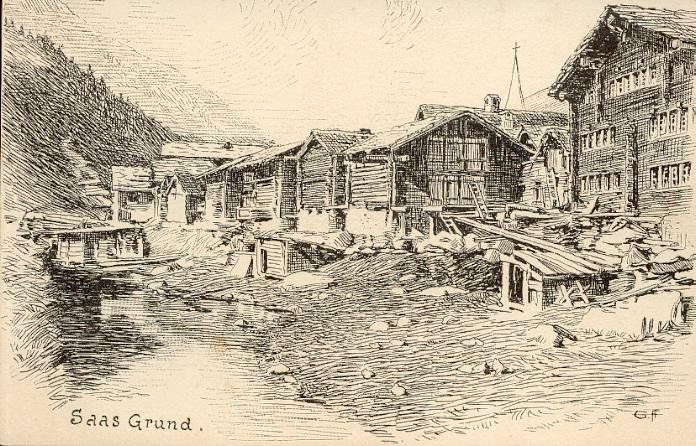 Cartoline postali: Saas Grund  VS       ca. 1900 – Usato da Brig venduto da Valcards54