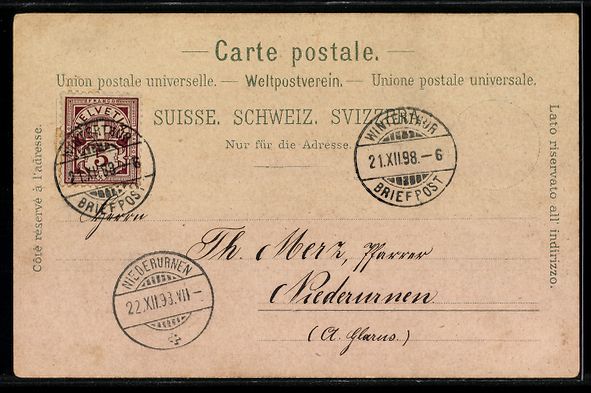 Cartoline postali: Litho Winterthur, Totalansicht aus der V – Usato da Berlin venduto da bartko-reher 1
