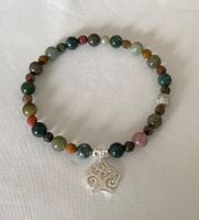 Edelstein Armband Indian Achat Moosachat mit Silber auf Mass