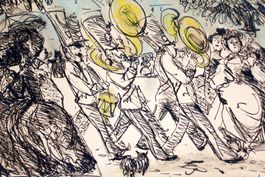 KARIKATURIST (Swiss 20. Jh.) La Musique, Fasnacht, Blasmusik