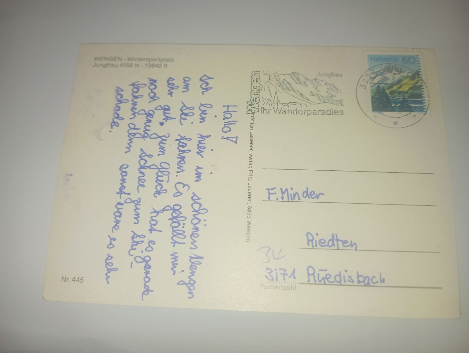 Cartoline postali: Wengen Wintersportplatz Jungfrau Ansichtskarte  – Usato da Belp venduto da Guadalupe84 1