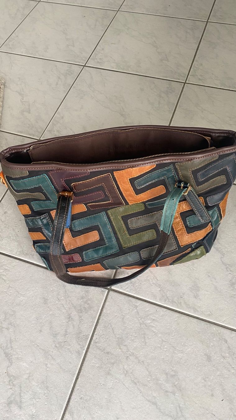 Borse da donna: Schicke Ledertasche mit bunten Applikationen – Usato da Wiliberg venduto da schnufi06 1
