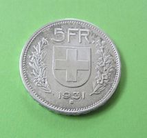 5 Fr. Münze 1931 Silber