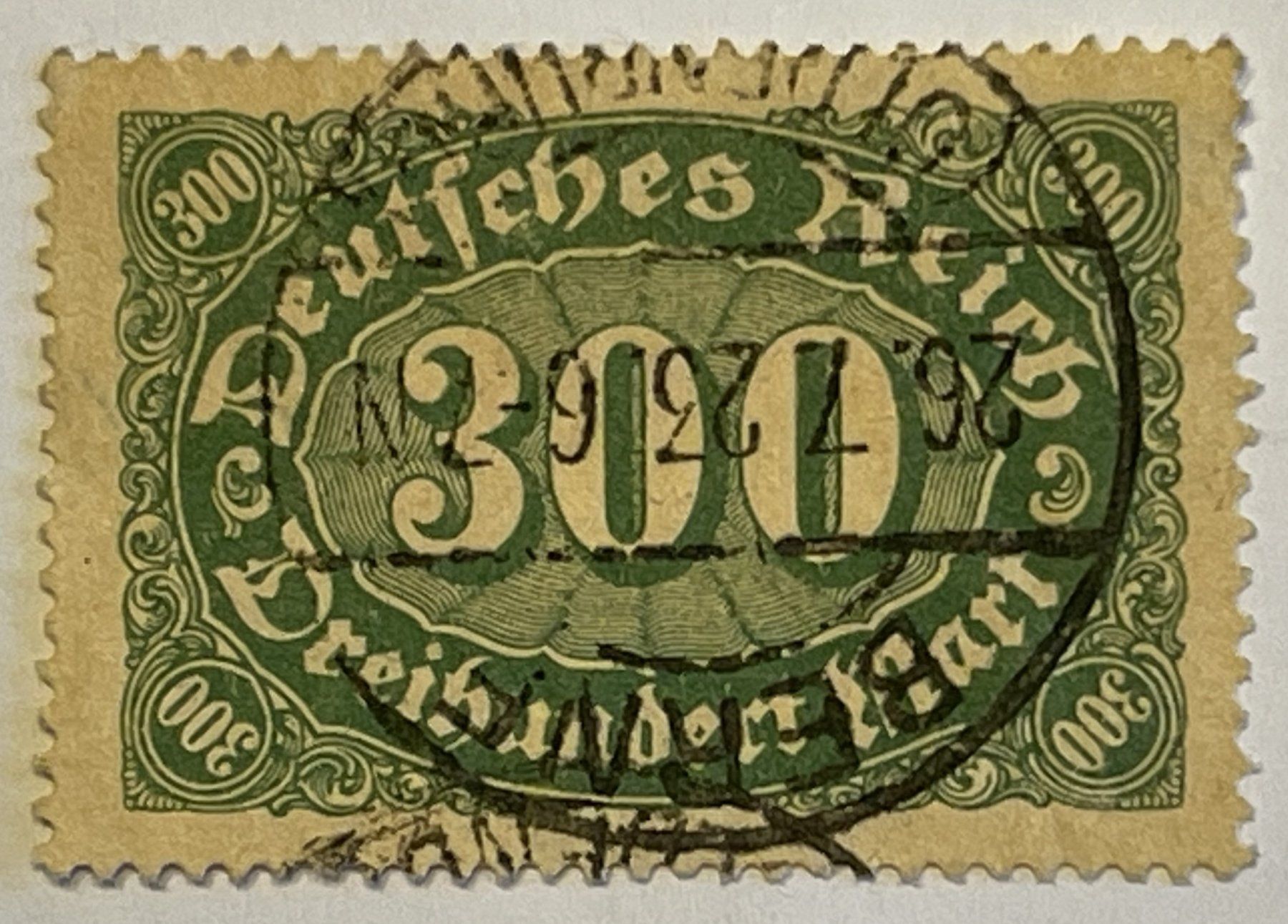 Tutti i francobolli: Deutsches Reich Briefmarke 300 Mark – Usato da Oftringen venduto da Vucki 1