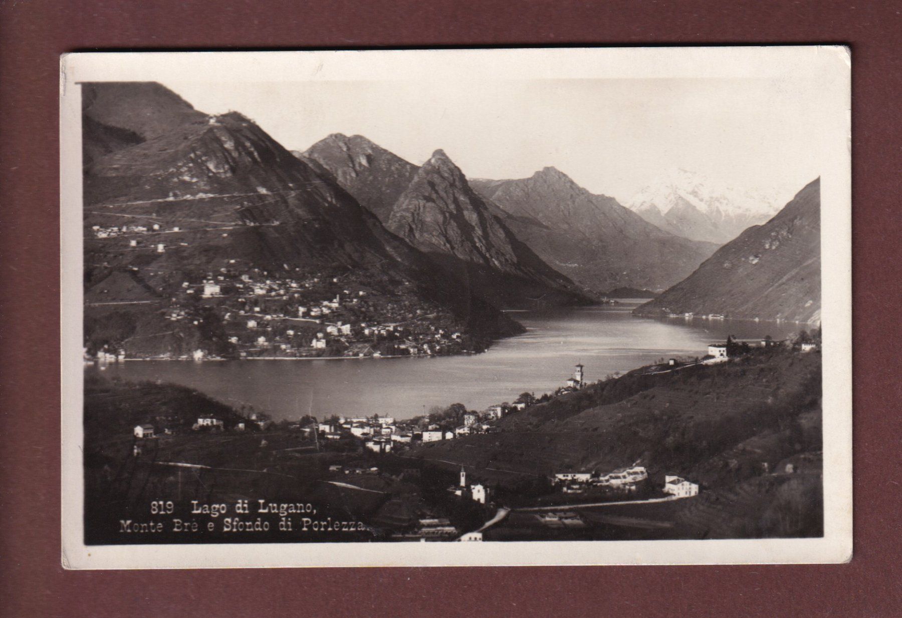 Cartoline postali: MONTE BRE e sfondo di Porlezza – Usato da Pully venduto da nicecards-shop