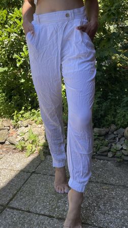 Chic Pantaloni di viscosa estivi bianchi -S/M-nuovo