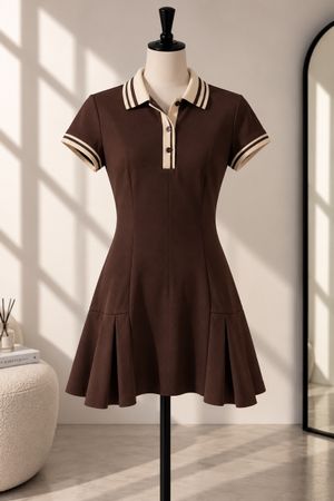 Damen Polokleid braun Zara beige kurzarm neuwertiger Zustand