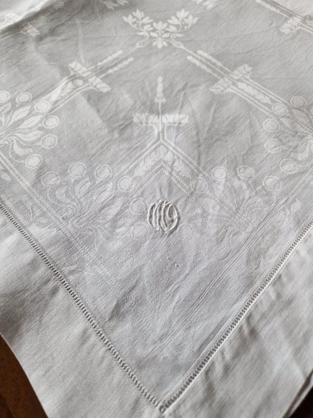 Tovaglioli: 5 edle, weisse Damast-Servietten mit Monogramm – Nuovo (secondo la descrizione) da Bern venduto da Antikbatik 4