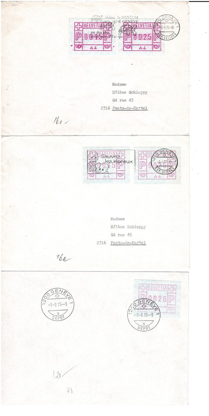 Tutti i francobolli: ATM  A IV  3 Briefe/lettres – Usato da Lausanne venduto da Whorvath