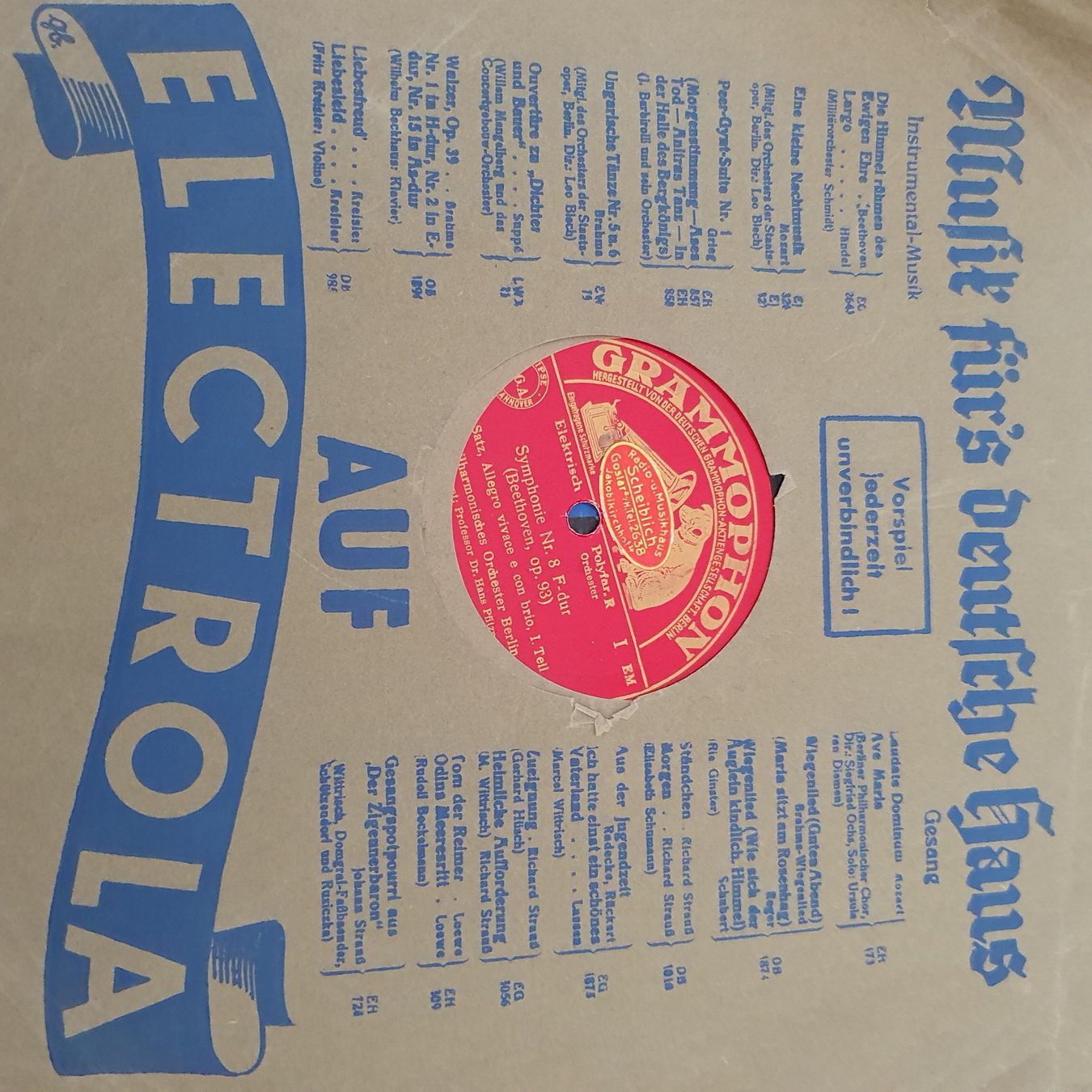 Schallplatten: Schellackplatte Beethoven op. 93 – Gebraucht aus Chur von BettinaOlczyk 2