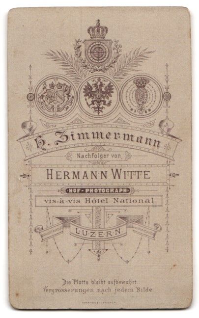 Fotografie &  Plakate: Fotografie H. Zimmermann, Luzern, Portr – Gebraucht aus Berlin von bartko-reher 1