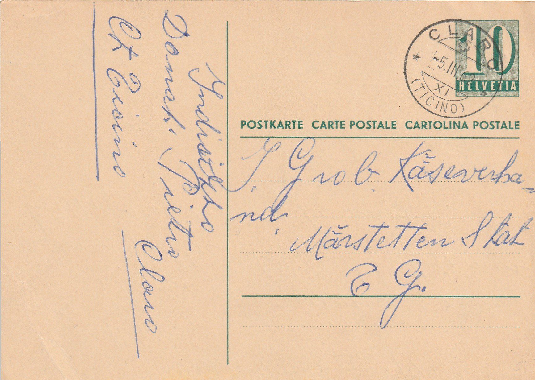 Alle Briefmarken: Postkarte-Claro-1962 – Gebraucht aus uttwil von Koehlerfred