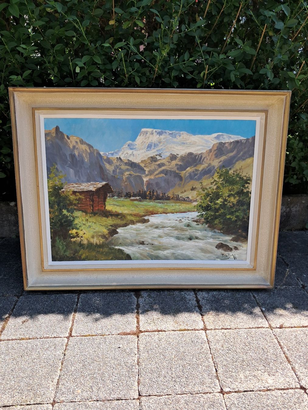 Dipinti: Bild Gemälde Schweizer Berglandschaft Peter Brutsche Vintage – Usato da Lengnau BE venduto da E500T 2
