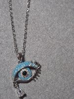 Edelstahl Halskette mit Auge & Träne, Nazar Anhänger. 47 cm