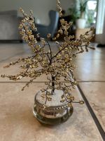 Goldener Deko-Drahtbaum mit Perlen, filigrane Handarbeit