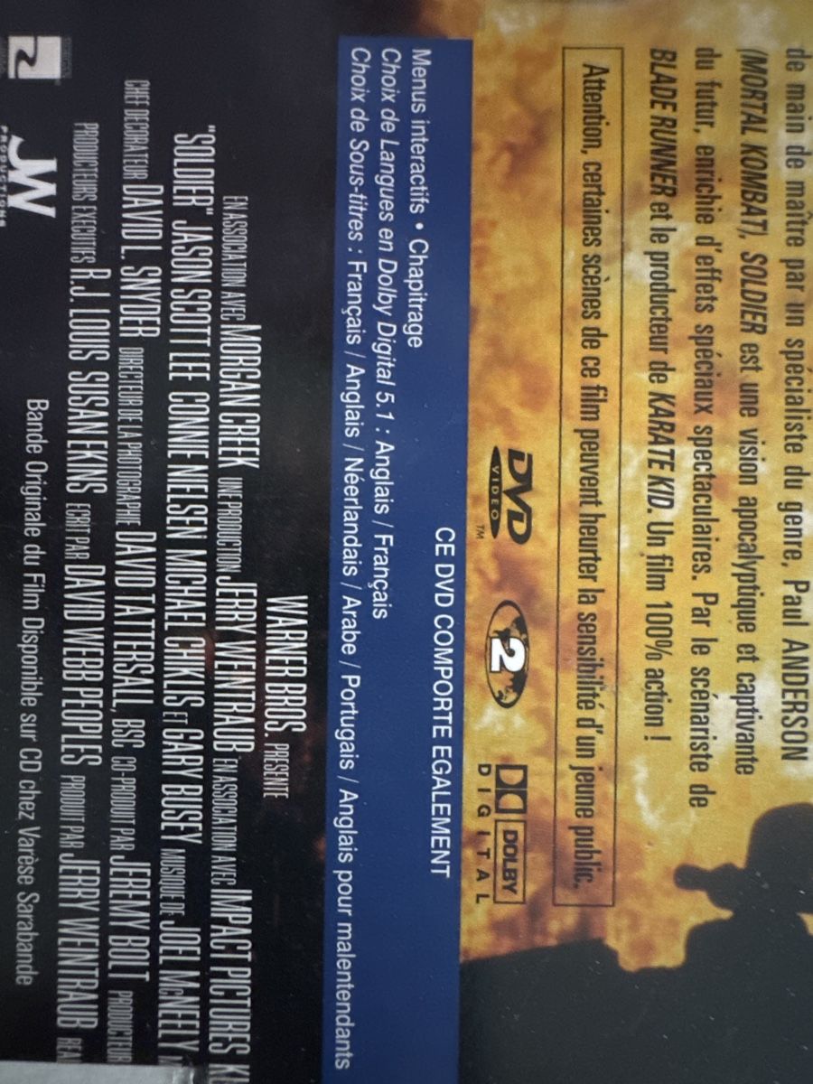 Tutti i DVDs: DVD Soldier avec Kurt Russell – Usato da Veyrier venduto da Deniro2 2