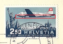 1947 Flugpostmarke mit Abart Nr. F42.Ab1 auf Brief SF 47.5a
