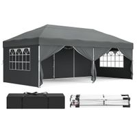 Faltpavillon 3 x 6 m für Garten und Feste mit 6 Seitenwänden