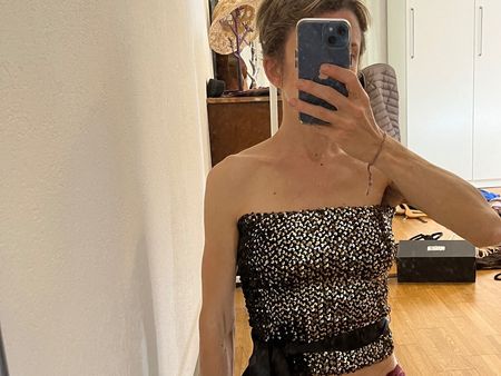 Vintage Pailletten Bustier Stretch 1980er 36