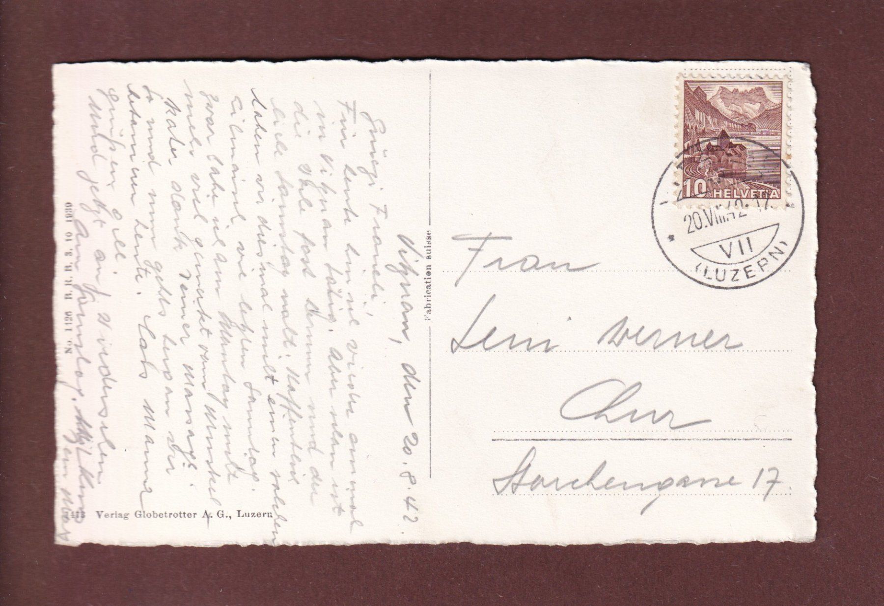Cartoline postali: VITZNAU - Bürgenstock - 1942 – Usato da Pully venduto da nicecards 1