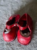 Glorex Puppenschuhe, rot aus Leder, Vintage