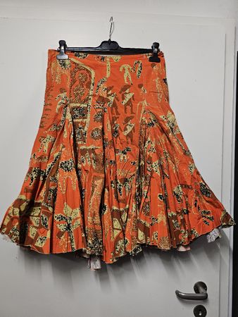 Jupe Desigual/Orange à motifs ethniques/Grande ampleur/T:38