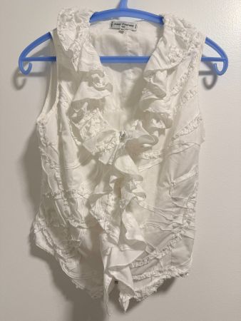 Anne Fontaine Blouse Femme 38 Blanche Volants Paris