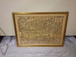 Alte Murerplan von Zürich Stich, Dekorativ fürs Büro!